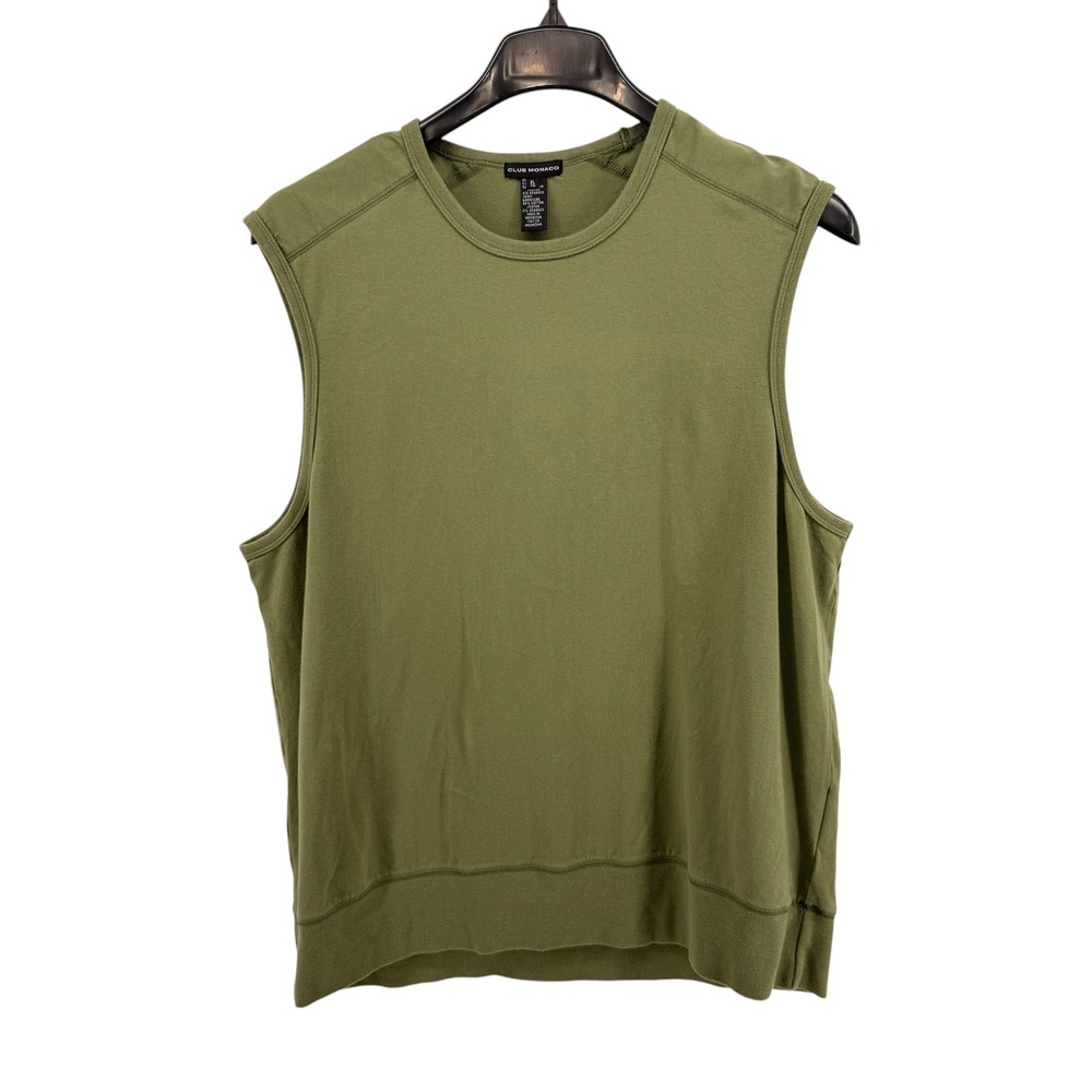 Club Monaco Sleeveless Sweatshirt Womens XL Pre-Owned Muscle Tank Olive Green